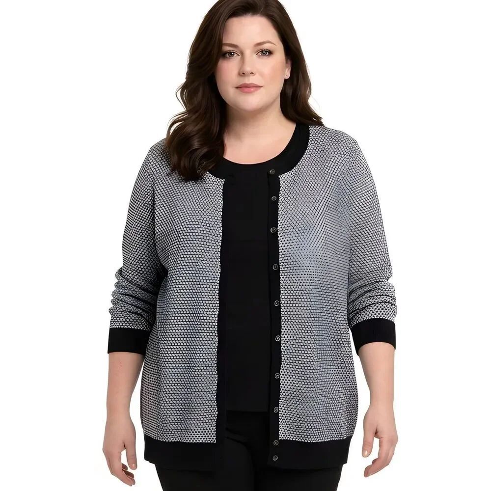 Croft&Barrow Black Extra Cozy Button Down Cardigan Size 2X